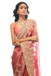 Buy Rust Organza Saree Online - House of Surya